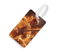 Human Skeleton Playing Guitar in Fire Luggage Tags Travel ID Tags Suitcase Tag Name Tag Baggage Identifier Labels