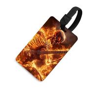 Human Skeleton Playing Guitar in Fire Luggage Tags Travel ID Tags Suitcase Tag Name Tag Baggage Identifier Labels