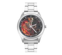 Human Skeleton Playing Guitar in Fire Unisex Watch Simple Wrist Watch Analog Quartz Watch Digital Wrist