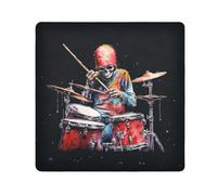 Human Skeleton Plays Drum Set Camera Wrap Cloth, Squares Magic Self-Adhesive Cloth for Lens Camera Anti-Scratch Lens Protector Makeup Wrap Cloth Bag 21.7" x 21.7"