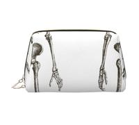 Human Skeleton Printed Makeup Bag for Women Portable Leather Make up Bag Travel Gold Zipper Cosmetic Bags Organizer