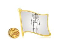 Human Skeleton Sketch Front Golden Metal Flag Lapel Pin Badge