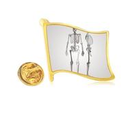 Human Skeleton Sketch People Golden Metal Flag Lapel Pin Badge