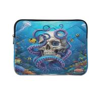Human Skull Entangled Octopus Tentacles Laptop Computer Case, Quilted 13 Inch Computer Sleeve for Women
