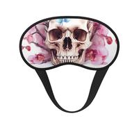 Human Skull Flowers Sleep Mask for Side Sleeper, Blackout Sleep Eye Mask Comfortable Blindfold Eyeshade Soft Breathable Sleeping Mask with Elastic Strap Silk Eye Covers for Travel