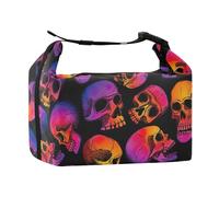 Human Skull Gradient Kids Lunch Bag With Zipper Men's Cooler Bag For Kindergarten School
