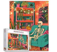 Human Skull Jigsaw Puzzles 1000 Pieces for Adults Families (Skeleton,Plants,Book,Sofa,Coloured Lanterns) Pieces Fit Together Perfectly Mythical Skullman Frameable Magic Puzzle Art Gifts