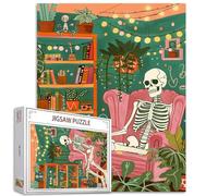 Human Skull Jigsaw Puzzles 1000 Pieces for Adults Families (Skeleton,Plants,Book,Sofa,Coloured Lanterns) Pieces Fit Together Perfectly Mythical Skullman Frameable Magic Puzzle Art Gifts