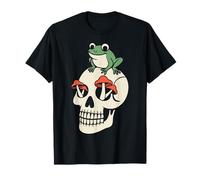 Human Skull Mushroom Frog Cottagecore Aesthetic Nature Core T-Shirt