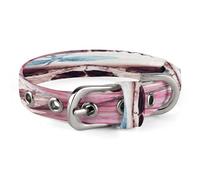 Human Skull Pink Flowers Pet Collar, Adjustable Dog Collars with Buckle Stainless Steel D-Ring, Comfortable Collar for Small Medium Dogs and Cats