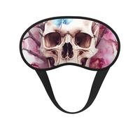 Human Skull Pink Flowers Sleep Mask for Men Women Blackout Eye Masks for Sleep, Relaxing Zero Pressure Night Blindfold Soft Breathable Eye Cover for Travel, Night Work, Nap, Office
