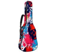 Human Skulls Spiders Spiderweb Guitar Bag, Padded Acoustic Guitar Case Backpack with Adjustable Shoulder Strap Pockets