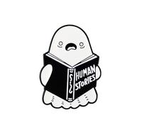 Human Stories Funny Ghost Enamel Pin, Boo Meme Pin Brooches, Spooky Season Gift For Goth Friend Sassy Girl Woman, Internet Dark Humor Quote Brooches, Halloween Vibes Lapel Badge, Boo Crew Accessories