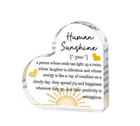 Human Sunshine Heart Shape Acrylic Plaque - Inspirational Keepsake Friendship Puzzle Gift for Birthday, Christmas, Anniversary - Unusual Presents for Bestie, Men, Women
