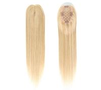 Human Thinning Hairs for Women No Bangs 3x5 Inch Monofilament Large Bases Clip In Topper Wiglets Top Hair Pieces 16 Inch Adds Volume(Golden Brown mix Bleach Blonde)