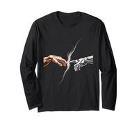Human Touch Meets AI Funny Creation Parody Robot Art Mashup Long Sleeve T-Shirt