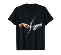 Human Touch Meets AI Funny Creation Parody Robot Art Mashup T-Shirt