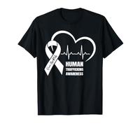 Human Trafficking Awareness Save The Kids Blue Ribbon Heart T-Shirt