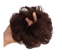 Human Wavy Messy Scrunchies Hairpiece Wedding Bun Extensions Elastic Wrap Scrunchy Updo Ponytail Dark Brown