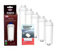 Human-Wellness 5 x AQK-11 Water Filter for DeLonghi Coffee Machine Replaces DLS C002 / Ser 3017/5513292811 Filter Cartridge Suitable for ECAM ETAM Esam + 10 Cleaning Rods