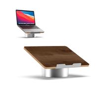 HumanCentric Laptop Riser for Desk in Black Walnut Wood Top and Space Gray Aluminum Base, Compatible with MacBook and Other Laptops Up to 16 Inches, Ergonomic Computer Holder, 25-Degree Angle Tilt