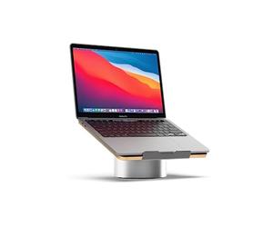 HumanCentric Laptop Riser for Desk in Maple Wood Top and Space Gray Aluminum Base, Compatible with MacBook and Other Laptops Up to 16 Inches, Ergonomic Computer Holder, 25-Degree Angle Tilt