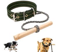 Humane Anti Pull Dog Collar, Gentle No Choke Training Aid with Natural Wood Pacing Bar, Effective Behaviour Control for Lead Walking, 2 Colours & 3 Sizes(Green,M)