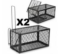 Humane Mouse Trap Cage Set Reusable Live Catch Rodent Control Indoor Outdoor 2 Pack