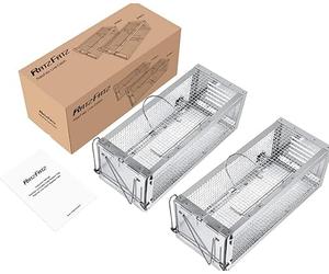 Humane Rat Traps, RatzFatz 2pcs Mouse Traps for Outdoors & Indoor, No Kill, No Harm, Reusable Live Catch Mousetrap, Pet Friendly Rat Catcher, Large 30 cm, Suitable for Mice Squirrel