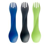 humangear GoBites Uno 3-Pack | Travel & Camping Utensils | Portable & Convertible Dining Ware | Multi-Functional Spork | Blue/Gray/Green, Uno 3-Pack