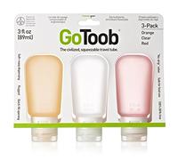 humangear GoToob 3 Pack Large Liquid Travel Bottles - Clear/Orange/Red, 89 ml