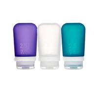 humangear GoToob+ 3-Pack - Medium 74ml GoToob+ Travel Bottle with locking cap 3-Pack - Medium 74ml - Clear/Purple/Turquoise, Medium