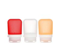 humangear Gotoob+ Refillable Silicone Travel Size Bottles, Locking Cap, Red, Clear, Orange, 1.7 Ounces, 3pk
