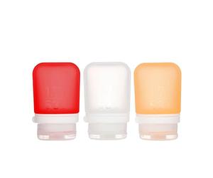 humangear Gotoob+ Refillable Silicone Travel Size Bottles, Locking Cap, Red, Clear, Orange, 1.7 Ounces, 3pk
