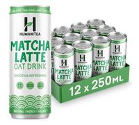 HumaniTea Matcha Latte Oat Drink RTD, 250ml (Pack of 12 Cans), Premium Japanese Matcha with Oat Milk, Ready-to-Drink, Cold Brew | Smooth & Refreshing | Dairy-Free | Vegan | 66kcal per Can | Iced Tea