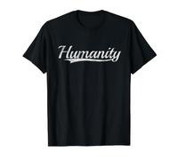 Humanity Vintage Varsity Style Retro Classic Aesthetic Value Graphic T-Shirt, Men, Black, XL