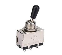 Humanitypd 1Pc Guitar 3 Way Toggle Switch, Metal Enclosed 3 Way Selector Switch With Black Tip Knob Replacement Part For Lp Style Electric Guitar