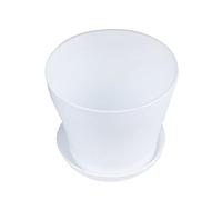 Humanitypd Plastic Plant Flower Pot Planter With Saucer Tray Round Gloss Home Garden Decor, White Upper -, 14cm / 5.51"