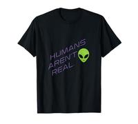 Humans Aren’t Real Neon Alien Head Cosmic Art Design T-Shirt