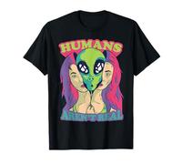 Humans Aren't Real - Funny Comic Style Alien Outer Space T-Shirt