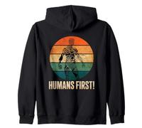Humans First Anti Artificial Intelligence AI Protest Zip Hoodie
