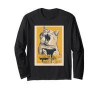 Humans Make Me Need Coffee Funny Cat Lovers Vintage Retro Long Sleeve T-Shirt
