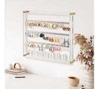 humberboat Hanging Jewelry Organizer Wall Mounted Earring Organizer and Necklace Holder- Acrylic Earring Display for studs, dangling, Necklace, Bracelet and Rings