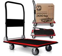 Humberg Folding Transport Trolley with Handle Load 300 kg 90 x 87 x 60 cm Black and Red