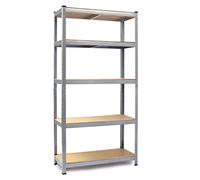 Humberg Shelving Unit Heavy-Duty with Steel Frame Metal Maximum Load 875 kg 5 Shelves 30 x 90 x 180 cm Silver
