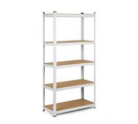 Humberg 4847 Heavy Duty Shelving Unit with 5 Shelves MDF 180 x 90 x 40 cm White 40 x 90 x 180