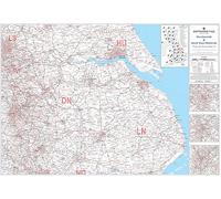 Humberside and N E Midlands (Leeds Bradford Sheffield) Postcode Sector Map 18 - Wall Map With Motorway, A' Roads B' Roads City Plans Area District Sectors (Paper)