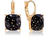 Humble Chic Faceted Square Glitter Stud Earrings for Women - Cushion Cut Statement Post Ear Studs - Gold Tone 4 Prong Set Large Rainbow Glitter Jewel, Rhinestone, No Gemstone