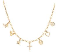Humble Chic Gold Pendant Necklace for Women - Paper Clip Chain Necklace with Fashion Pendants, Gold Tone Thick Necklace, Metal, Cubic Zirconia