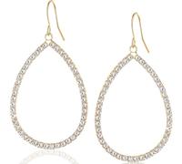 Humble Chic Hoop Dangle Earrings - Simulated Diamond Teardrop Cutout Statement Rhinestone Drops, Teardrop - Gold Tone, Yellow